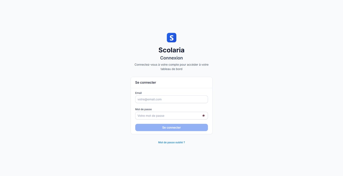 Écran de connexion de Scolaria